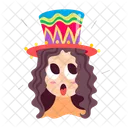 Chica Del Sombrero Sorprendida Conmocionada Icon