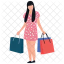 Chica De Compras Tiempo Libre Comprar Icono