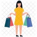 Chica De Compras Tiempo Libre Comprar Icono