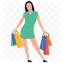 Chica De Compras Tiempo Libre Comprar Icono