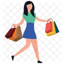 Chica De Compras Tiempo Libre Comprar Icono