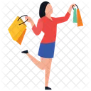 Chica De Compras Tiempo Libre Comprar Icono