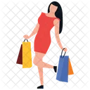 Chica De Compras Tiempo Libre Comprar Icono