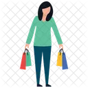 Chica De Compras Tiempo Libre Comprar Icono