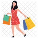 Chica De Compras Tiempo Libre Comprar Icono