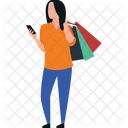 Chica De Compras Tiempo Libre Comprar Icono