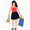 Chica De Compras Tiempo Libre Comprar Icono