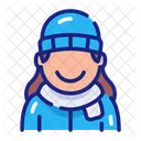 Chica De Invierno Frio Abrigo Icono