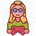 Chica Jugadora Jugadora Videojugadora Icono