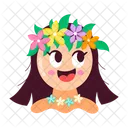 Chica Hawaiana Bailarina Feliz Icon