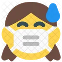 Sudor De Nina Emoji Con Mascarilla Emoji Icono