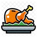 Filled Line Food Chicken Icon