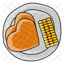Chicken Slice Heart Shaped Grilled Icon