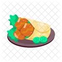 Chicken Wrap Burrito Tortilla Roll Icon