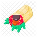 Chicken Wrap Burrito Tortilla Roll Icon