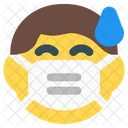 Sudor De Nino Emoji Con Mascarilla Emoji Icono