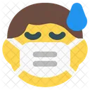 Sudor De Nino Emoji Con Mascarilla Emoji Icono