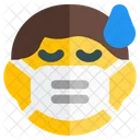 Sudor De Nino Emoji Con Mascarilla Emoji Icono