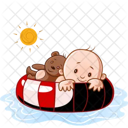 Child And Teddy In Water  Icon