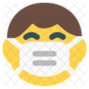 Child Grinning Emoji With Face Mask Emoji Icon