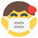 Child Love Emoji With Face Mask Emoji Icon