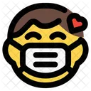 Child Love Emoji With Face Mask Emoji Icon