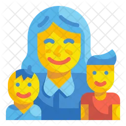 Children And Mother  Icon