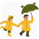 Rainy Children Together Icon