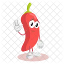 Chili Logo Mascot Goodbye Pose Icon