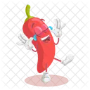 Chili Mascot Happy Pose Character Icon