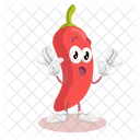 Chili Logo Mascot Surprise Pose Icon