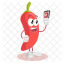 Chili Logo Mascot Selfie Pose Icon