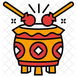 Chinese drum Icon - Download in Colored Outline Style