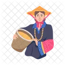 Chinese Farmer Chinese Woman Chinese Lady 아이콘