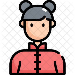 Chinese girl Icon - Download in Colored Outline Style