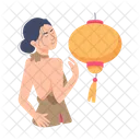 Chinese Lamp Asian Female Chinese Lantern 아이콘