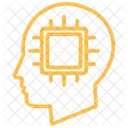 Icono De Linea Duotono Con Chip Mental De Inteligencia Artificial Icono