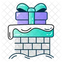 Christmas Chimney With Gift Box Festival Holiday Icon