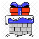 Christmas Chimney With Gift Box Festival Holiday Icon