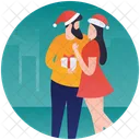 クリスマスダンス、ロマンチックなカップル、カップルのポーズ アイコン