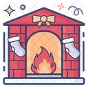 Christmas Fireplace Home Interior Burning Fire Icon