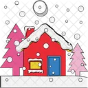 크리스마스 집 겨울 집 소나무 아이콘