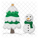 Christmas Tree And Snowman  Icon