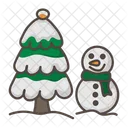 Christmas Tree And Snowman  Icon