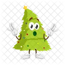 Christmas Tree Mascot Surprise Pose Cute Icon