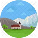 Church Greenery Mountains Icon