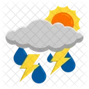 Chuva De Sol Tempestuosa Nuvem De Trovao Dia Chuvoso Ícone