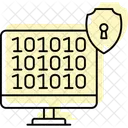 Icono De Linea Fina Con Sombra De Color Y Cifrado Binario Icono