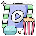 Cinema Cinema Ticket Popcorn Icône