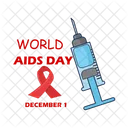 Cinta contra el cáncer sida con inyección.  Icono